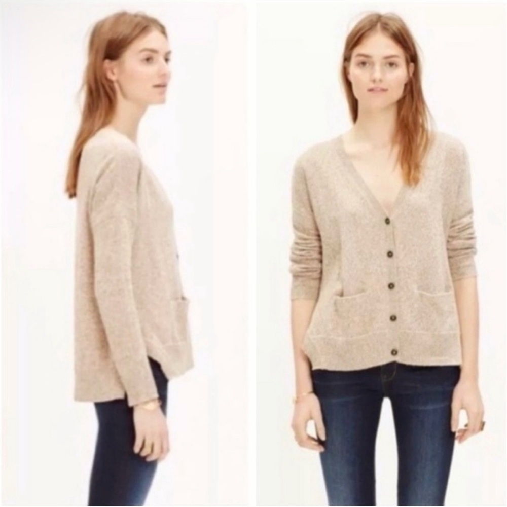 Madewell Landscape Grandpa Knit Cotton Cardigan tan